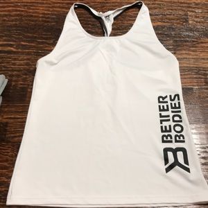 Better bodies white racer back mesh tank top
